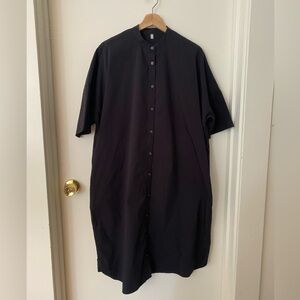 Muji black band collar, button down dress Size XS to S NEVER WORN